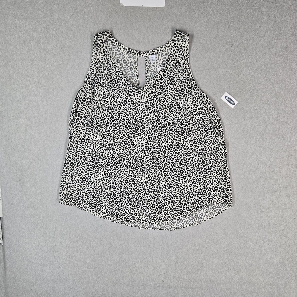 Old Navy Women Blouse XL White Animal‎ Print Round Neck Pullover NWT